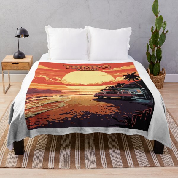 Item preview, Tampa Florida Pixel Art Skyline - Retro 8-Bit Beach Sunset designed and sold by CircinusStore.