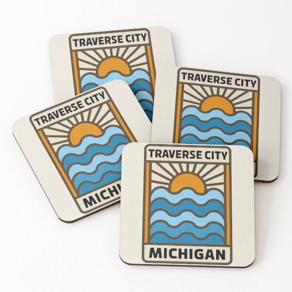 Item preview, Traverse City Michigan - Sunset Card Design designed and sold by TheOldMittenIllustrated.