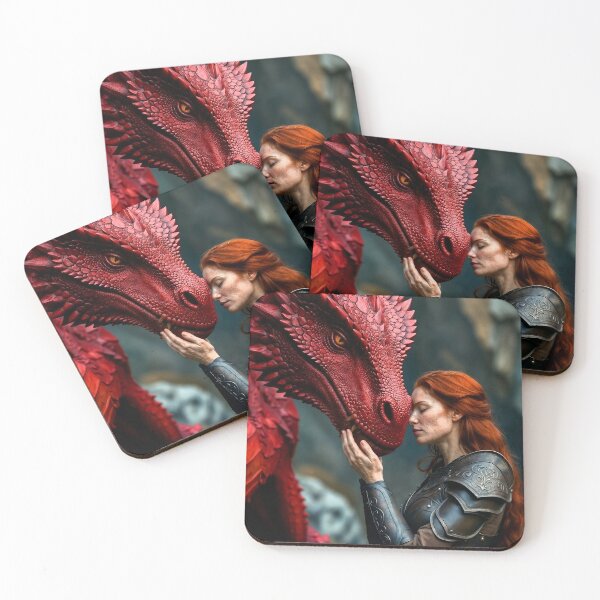 Item preview, A red haired dragonrider shows affection to her dragon designed and sold by adriansmith31.