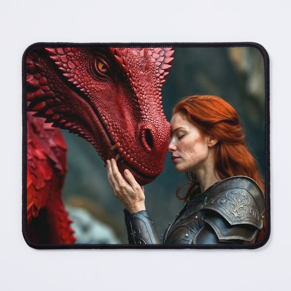 Item preview, A red haired dragonrider shows affection to her dragon designed and sold by adriansmith31.