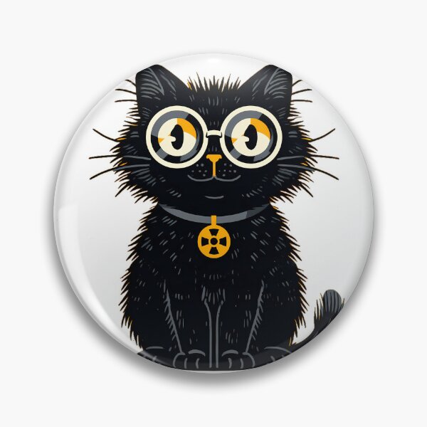 Item preview, Atomic Cat with Glasses – Cute Nerdy Black Cat Illustration designed and sold by Skolyak.