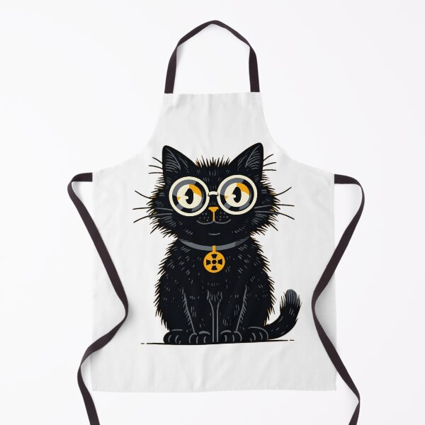 Item preview, Atomic Cat with Glasses – Cute Nerdy Black Cat Illustration designed and sold by Skolyak.