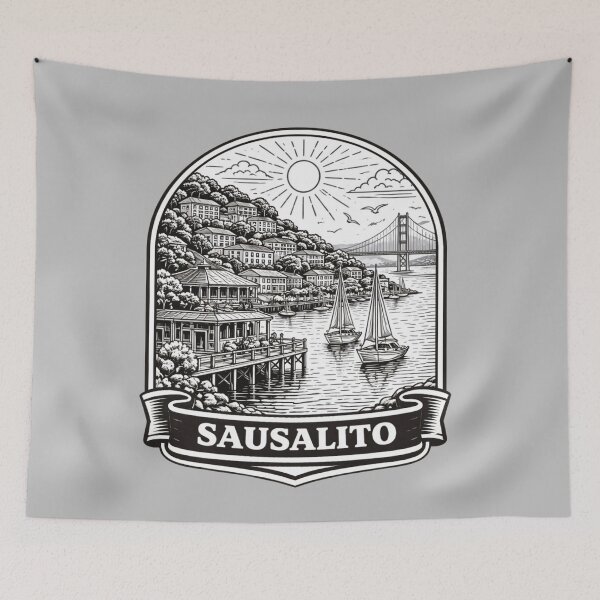 Item preview, Sausalito, California Line Art Illustration designed and sold by Myra365Art.