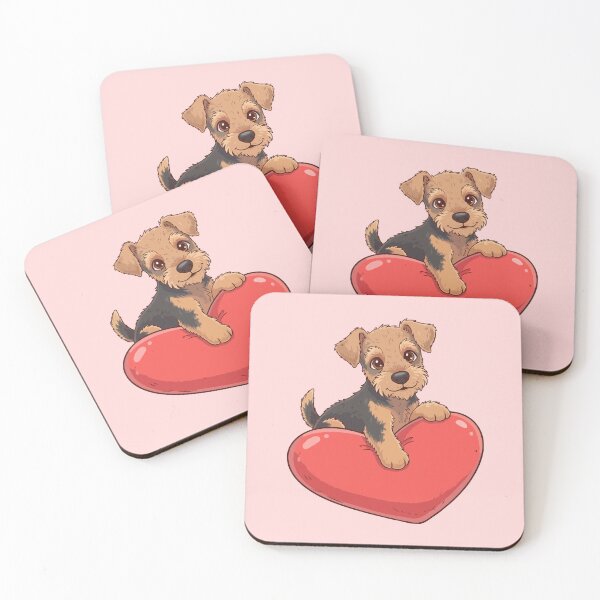 Item preview, Cute Airedale Terrier Puppy Holding Red Heart – Valentine Dog designed and sold by The Real Life Symphony.