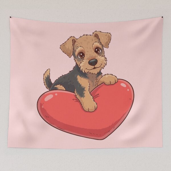 Item preview, Cute Airedale Terrier Puppy Holding Red Heart – Valentine Dog designed and sold by The Real Life Symphony.