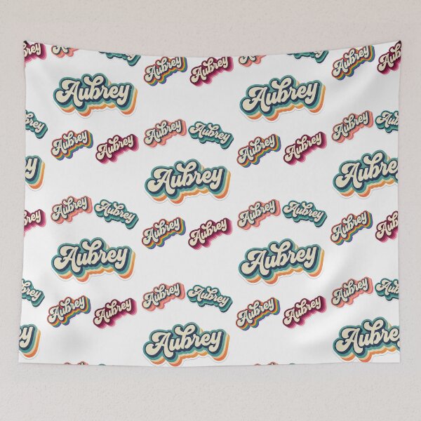 Item preview, Aubrey Name - Retro Layered Script Lettering in Multiple Color Styles designed and sold by BADGECRAFT STUDIO.
