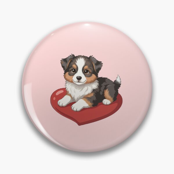 Item preview, Cute Australian Shepherd Puppy Holding Red Heart – Valentine Dog designed and sold by The Real Life Symphony.