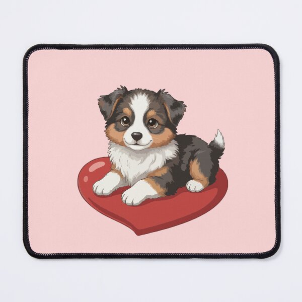 Item preview, Cute Australian Shepherd Puppy Holding Red Heart – Valentine Dog designed and sold by The Real Life Symphony.