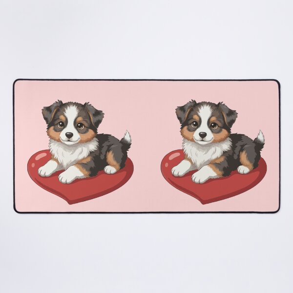 Item preview, Cute Australian Shepherd Puppy Holding Red Heart – Valentine Dog designed and sold by The Real Life Symphony.