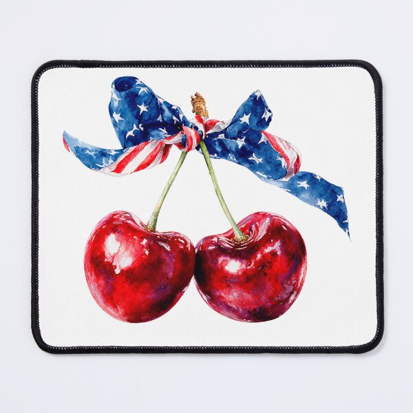 Item preview, Patriotic USA Flag Cherries with Bow 4th of July Watercolor  designed and sold by Anastasiia Yurevych.