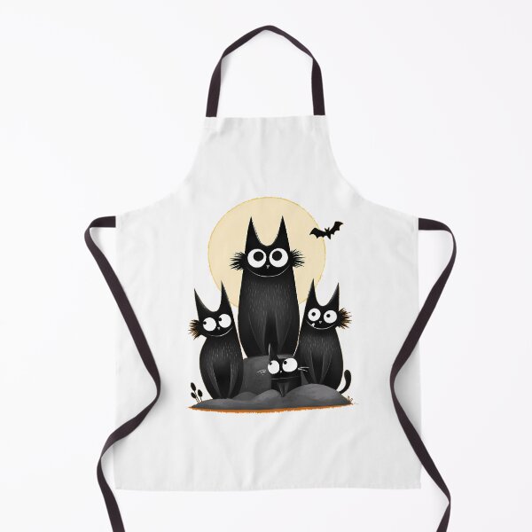 Item preview, Spooky Black Cat Family Under the Moon – Cute Gothic Cartoon Art designed and sold by Skolyak.