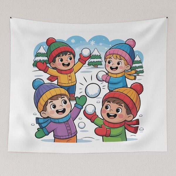 Item preview, Children are throwing themselves into the snow designed and sold by desinganddecor.