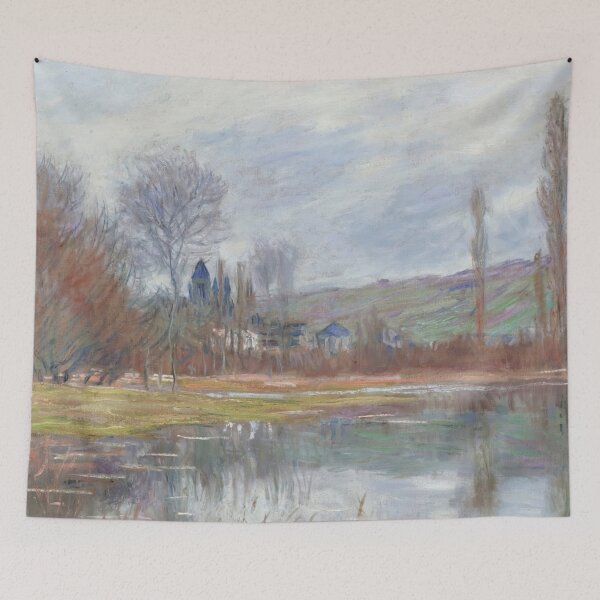 Item preview, Printemps a Vetheuil by Claude Monet: Serene Impressionist River Landscape Poster designed and sold by artofuniverse.