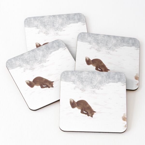 Item preview, Winter Fox nose diving into snow - Whimsical Playful Graphic Portrait designed and sold by PVTCreations.