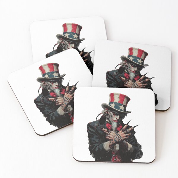 Item preview, Goth Uncle Sam Piercings Black Nails USA Flag 4th of July designed and sold by Anastasiia Yurevych.