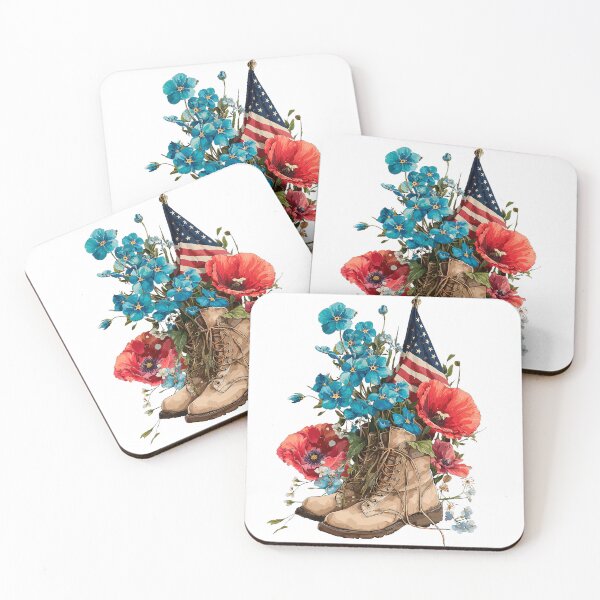 Item preview, Patriotic USA Flag Boots Poppies Cornflowers Memorial Day Watercolor  designed and sold by Anastasiia Yurevych.