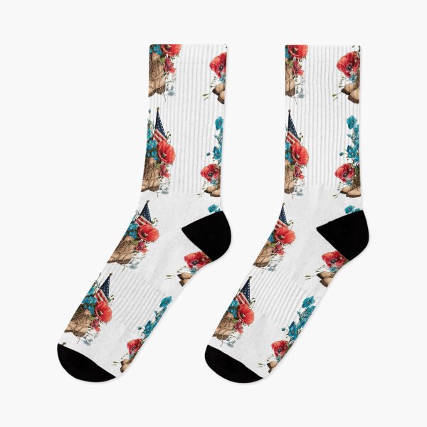 Item preview, Patriotic USA Flag Boots Poppies Cornflowers Memorial Day Watercolor  designed and sold by Anastasiia Yurevych.