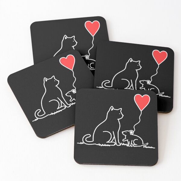 Item preview, Cat and mouse with heart balloon designed and sold by LayersDesign.