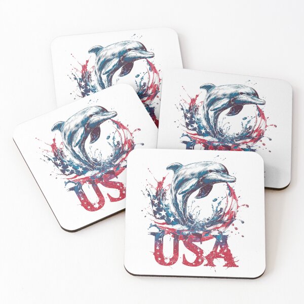 Item preview, Patriotic Dolphin Jumping USA Flag Splatter 4th of July Art designed and sold by Anastasiia Yurevych.