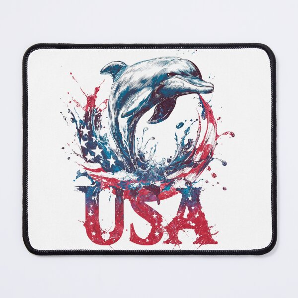 Item preview, Patriotic Dolphin Jumping USA Flag Splatter 4th of July Art designed and sold by Anastasiia Yurevych.