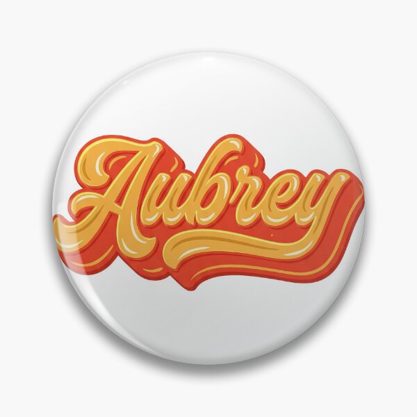 Item preview, Aubrey Name - Warm Retro Script Lettering in Orange and Gold designed and sold by BADGECRAFT STUDIO.