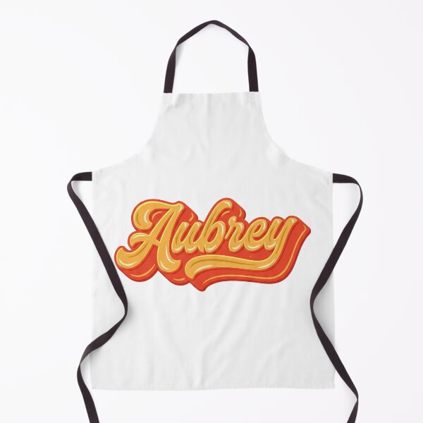 Item preview, Aubrey Name - Warm Retro Script Lettering in Orange and Gold designed and sold by BADGECRAFT STUDIO.