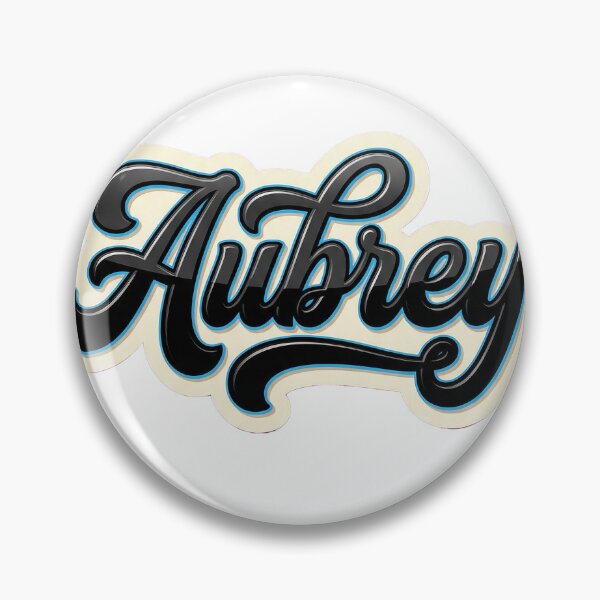 Item preview, Aubrey Name - Elegant Black Script Lettering with Clean Outline designed and sold by BADGECRAFT STUDIO.