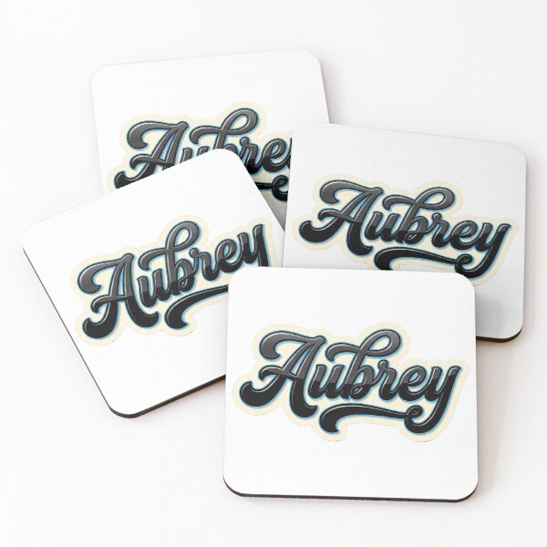 Item preview, Aubrey Name - Elegant Black Script Lettering with Clean Outline designed and sold by BADGECRAFT STUDIO.