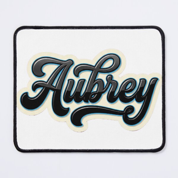 Item preview, Aubrey Name - Elegant Black Script Lettering with Clean Outline designed and sold by BADGECRAFT STUDIO.