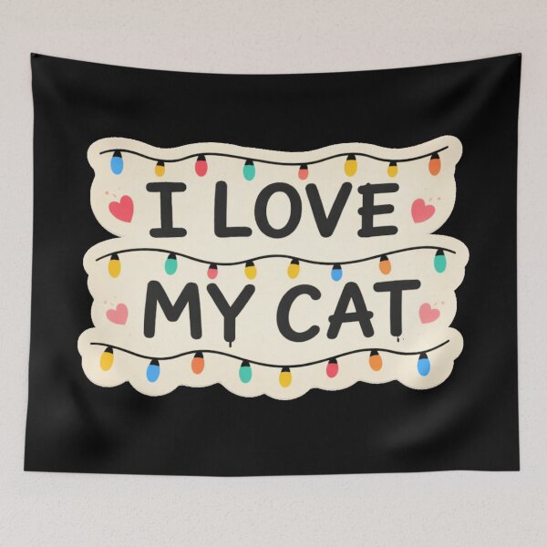 Item preview, the writing i love my cat with the lights form hawkins  designed and sold by zuzzelek44.
