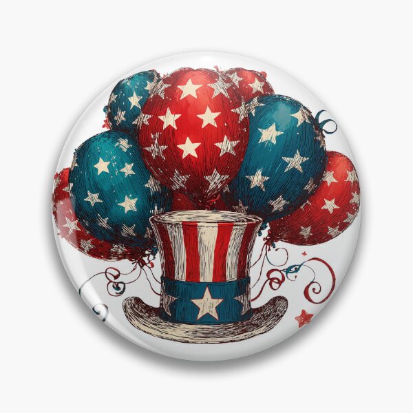 Item preview, Uncle Sam Hat with USA Flag Balloons 4th of July Line Art  designed and sold by Anastasiia Yurevych.