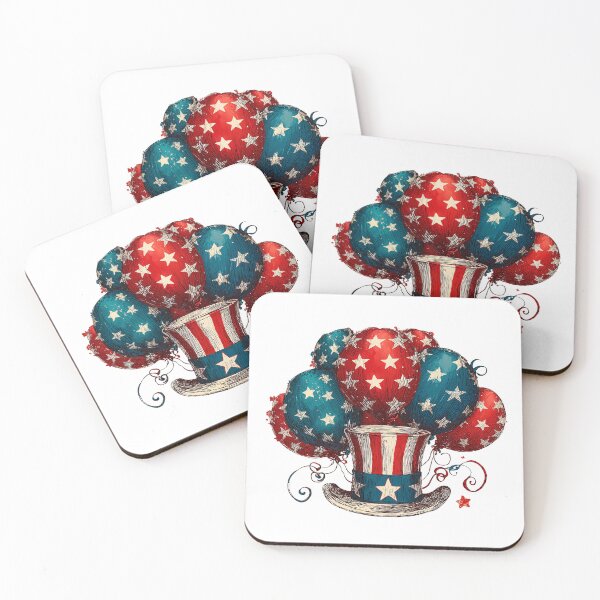 Item preview, Uncle Sam Hat with USA Flag Balloons 4th of July Line Art  designed and sold by Anastasiia Yurevych.