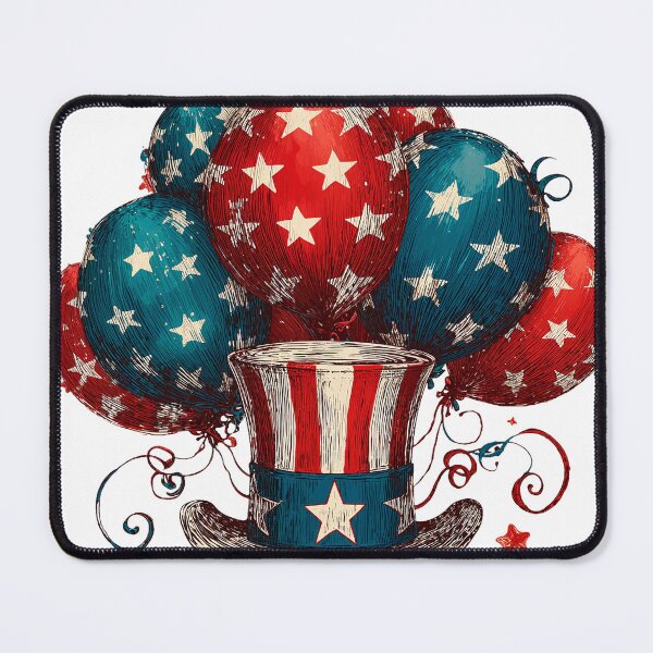 Item preview, Uncle Sam Hat with USA Flag Balloons 4th of July Line Art designed and sold by Anastasiia Yurevych.