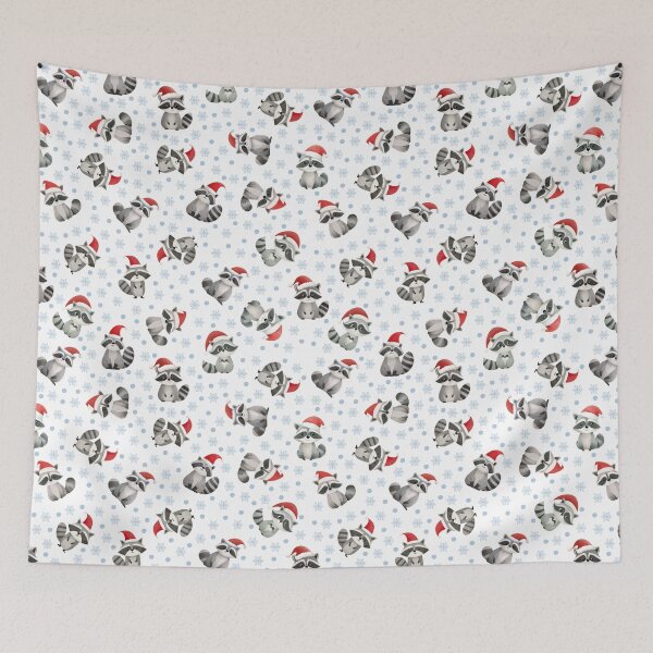 Item preview, Tossed Christmas Raccoons & Snowflakes on White designed and sold by KSimpson838.