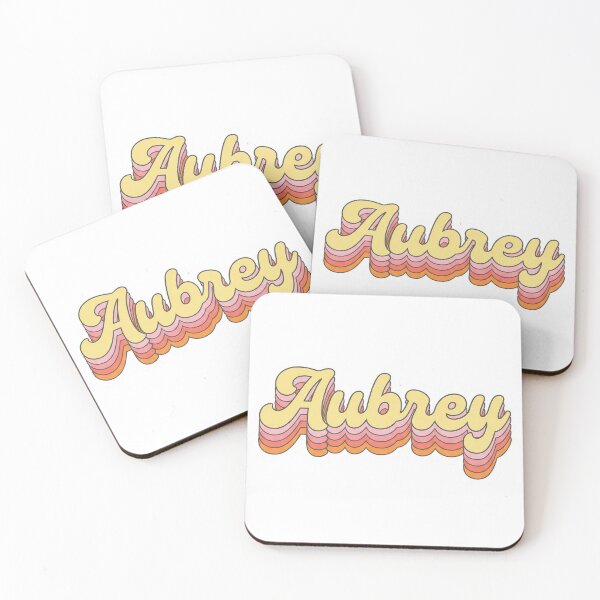 Item preview, Aubrey Name - Retro Pastel Script Lettering with Layered 70s Style designed and sold by BADGECRAFT STUDIO.