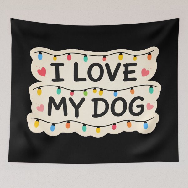 Item preview, writing i love my dog with lights from hawkins  designed and sold by zuzzelek44.