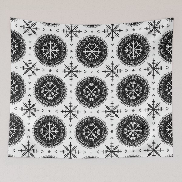 Item preview, Nordic Rune Pattern – Viking Vegvisir & Helm of Awe Symbol designed and sold by MythologyRealm.