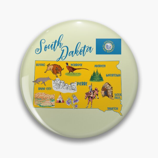 Item preview, South Dakota State Pride, Icons & Landmarks Illustrated Map designed and sold by mashmosh.