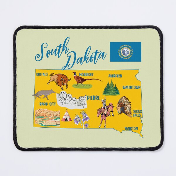 Item preview, South Dakota State Pride, Icons & Landmarks Illustrated Map designed and sold by mashmosh.