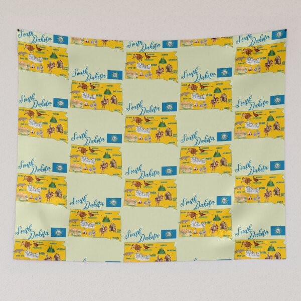 Item preview, South Dakota State Pride, Icons & Landmarks Illustrated Map designed and sold by mashmosh.