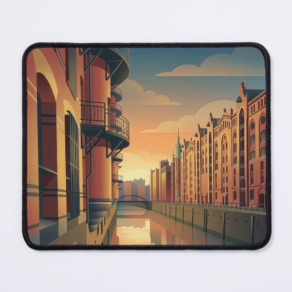 Item preview, Hamburg Speicherstadt travel poster illustration designed and sold by NorthlightStudio.