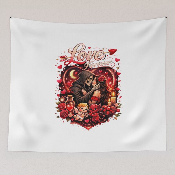 Item preview, Romantic Vampire Couple | Gothic Love Heart Illustration designed and sold by YASboutik.