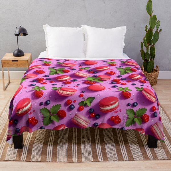 Item preview, Berry Macarons with Raspberries on Purple designed and sold by FunnyTeeByMe.