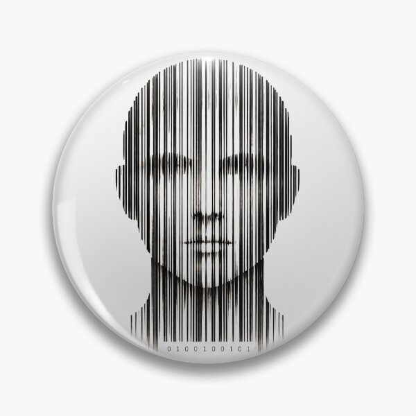 Product of the System by Politica UK Monochrome Barcode Art Pin