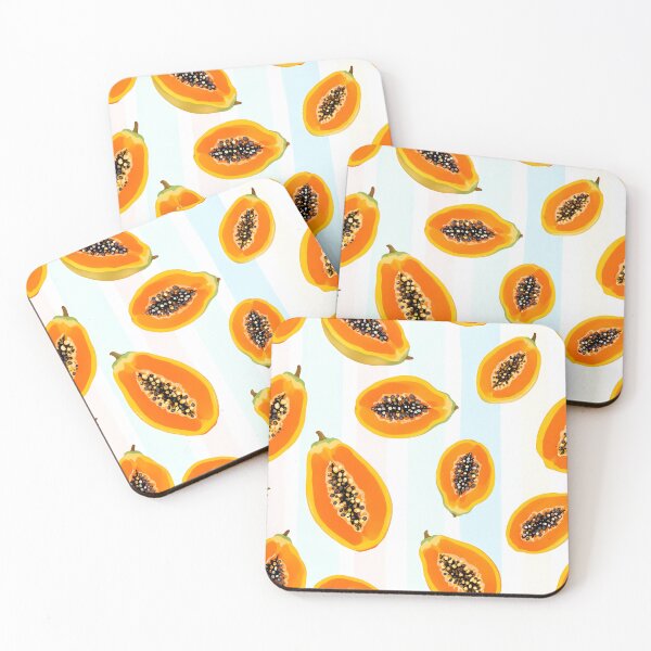 Item preview, Sunny Papaya Slices on Pastel Stripes designed and sold by FunnyTeeByMe.