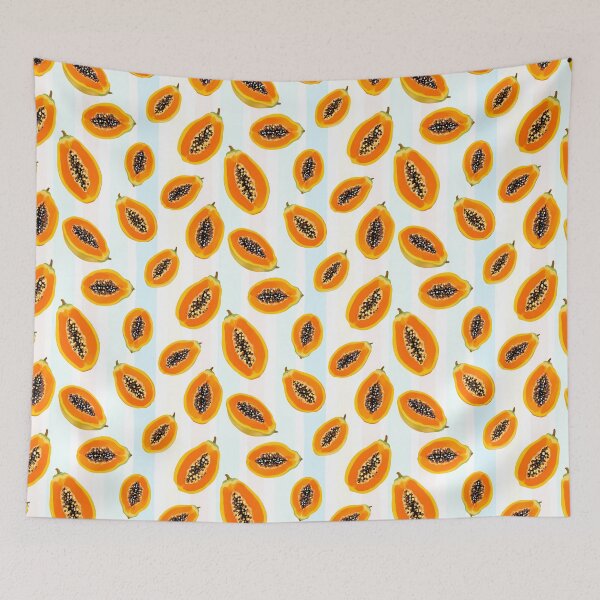 Item preview, Sunny Papaya Slices on Pastel Stripes designed and sold by FunnyTeeByMe.