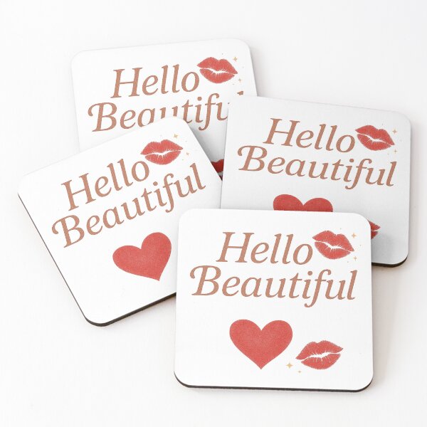 Item preview, Hello Beautiful Lips Heart – Romantic Love Quote Aesthetic Design designed and sold by Painted Moon by Luna Bee™.