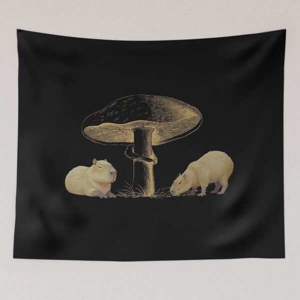 Item preview, Capybaras and Mystical Mushroom – Calm Nature Illustration designed and sold by JuanaDesigns.