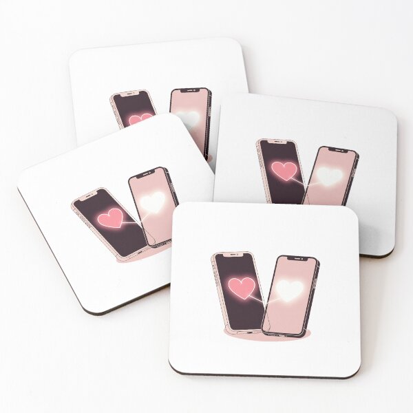 Item preview, Smartphones show hearts to represent connection during online interactions between two people at a distance designed and sold by SpaceartLilu.