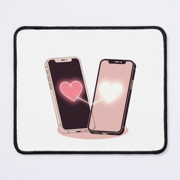 Item preview, Smartphones show hearts to represent connection during online interactions between two people at a distance designed and sold by SpaceartLilu.